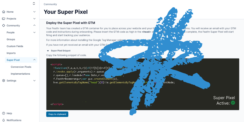 Feathr's super pixel code with hand drawn star element over it