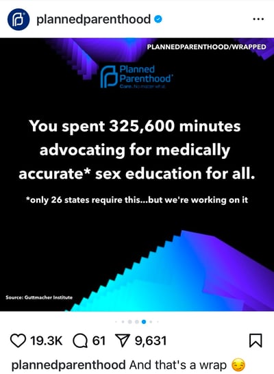 Planned Parenthood Instagram Wrapped Post