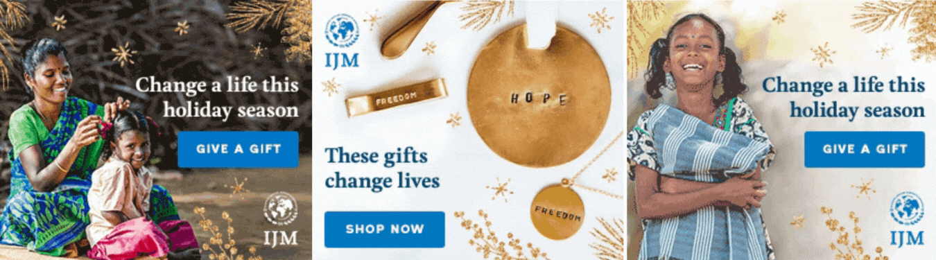 Sample ads from IJM Feathr case study