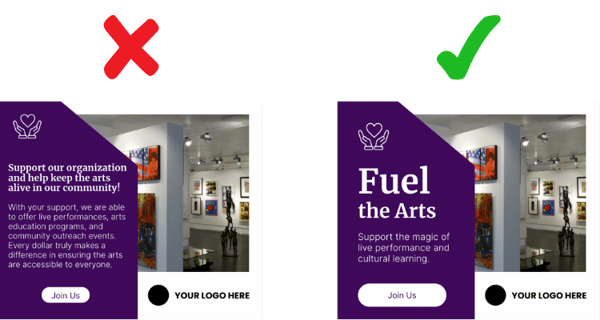 Ad design do and don't example: create visual hierarchy