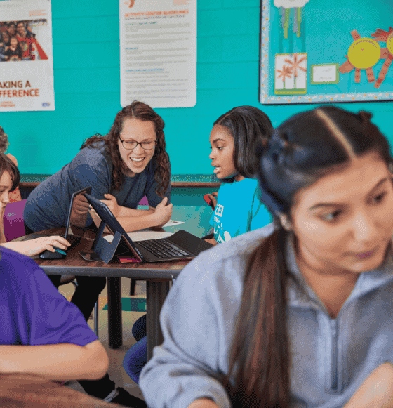 Children and teachers at an afterschool program at local YMCA
