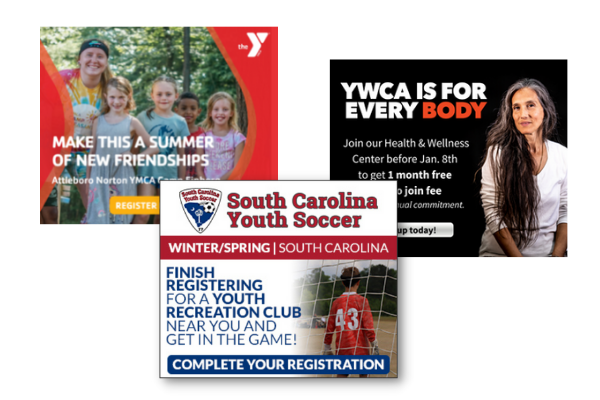 Ad examples for Camps, fitness, and community centers